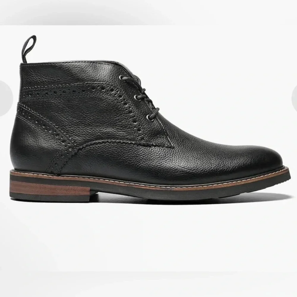 Nunn Bush Ozark Plain Toe Chukka Boot | Black Tumble | 8 Extra Wide